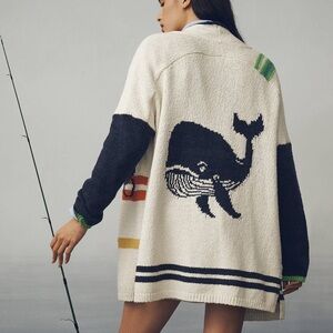 Anthropologie Maeve Nautical Buoy Cardigan Sweater